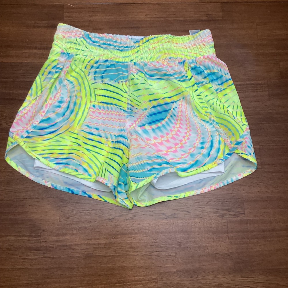 Avia Womens Neon Tie Dye Running Shorts Built-in Liner Yellow Blue Small 4-6 - Picture 8 of 8